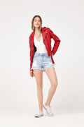 Veste en cuir Wild Couleur Rouge par Mauritius