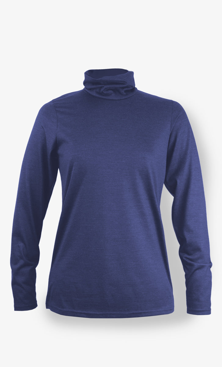 Col Roulé Mérinos Femme - Bleu Nuit