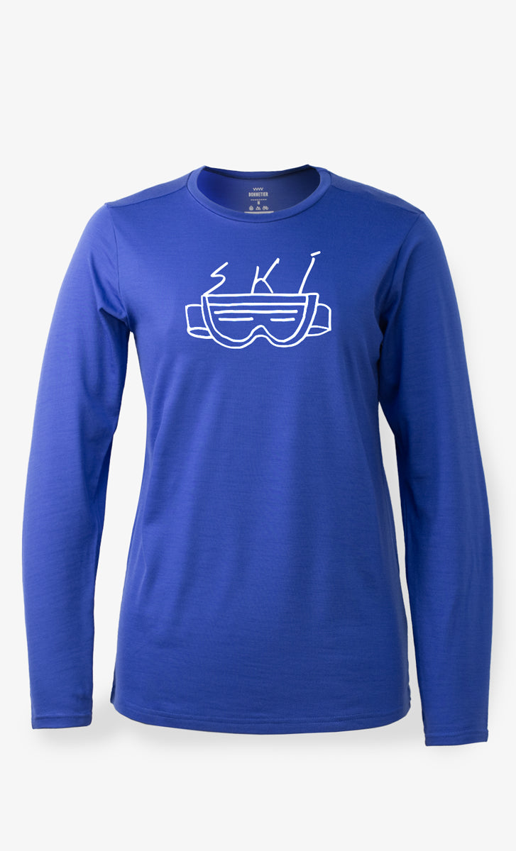 Manches longues Mérinos Femme Bleu Royal - Lunettes