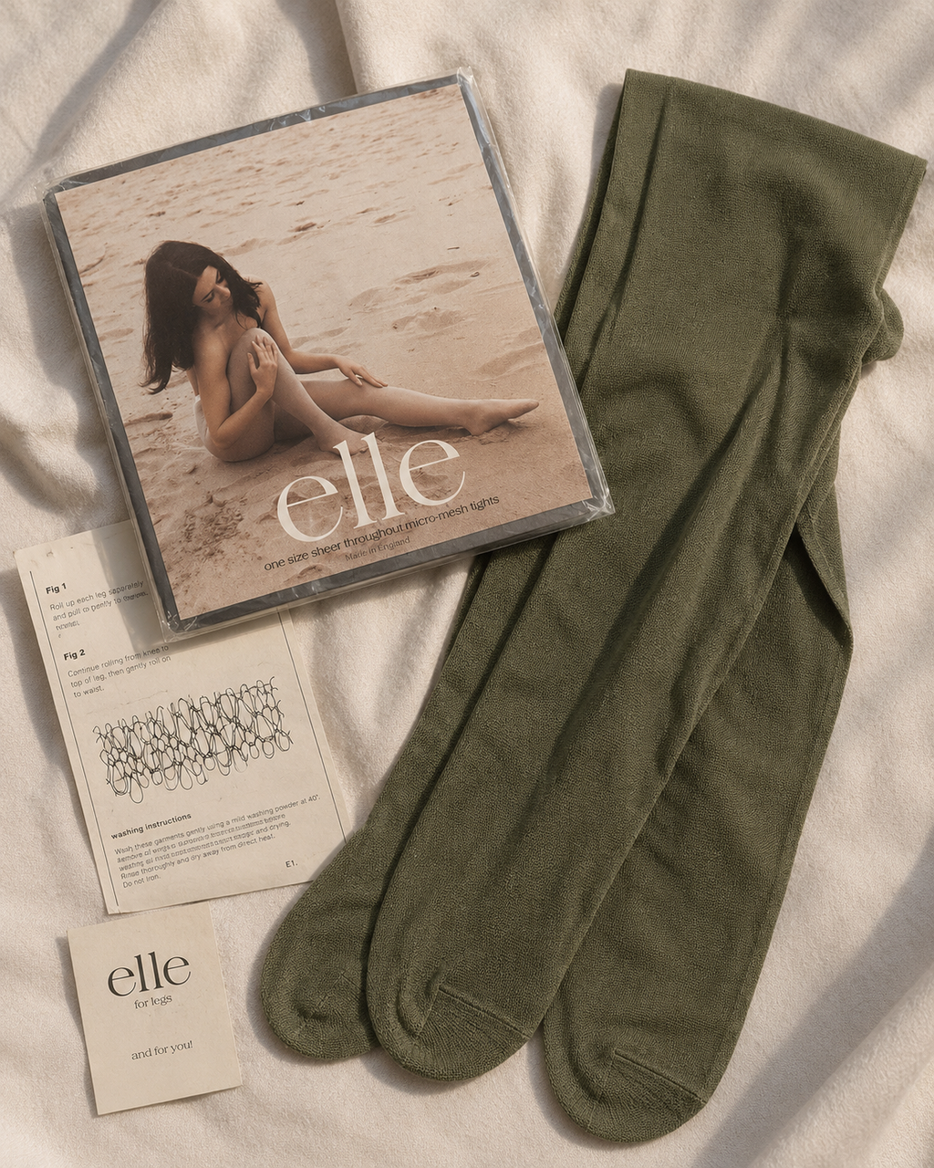 Collant Vintage Micro-Mesh Olive par Elle