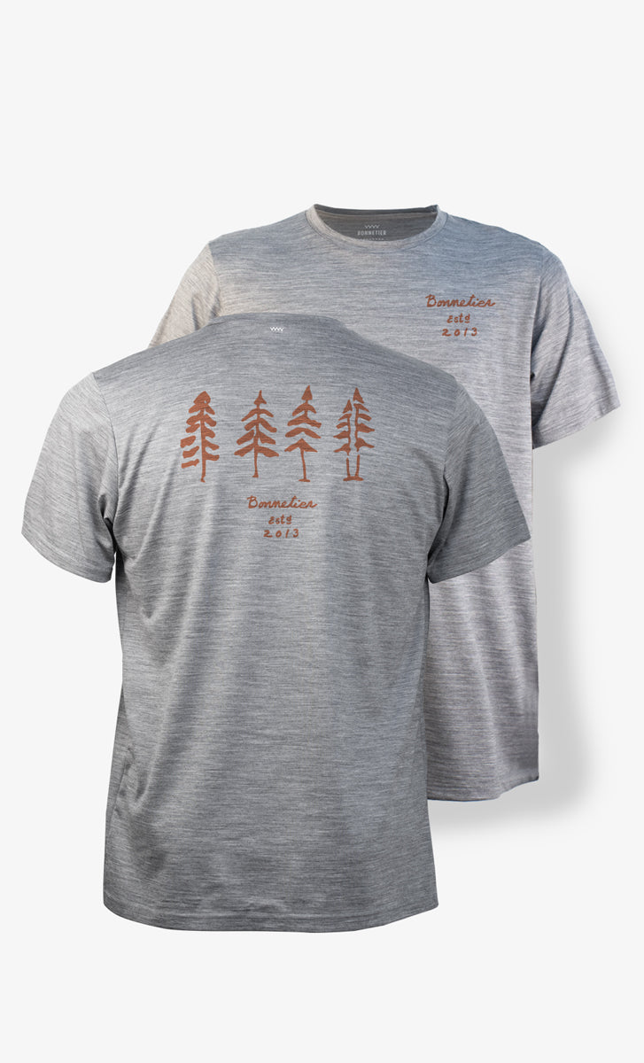 T-Shirt Mérinos Homme Gris Chiné Ultra Léger - Quatre Arbres