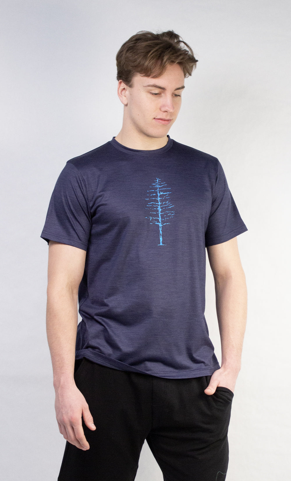 T-Shirt Mérinos Homme Bleu Nuit Ultra Léger - Shacky Tree