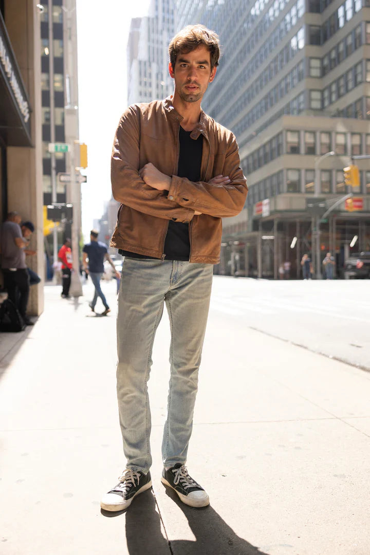 MANTEAU CUIR HOMME - HIET - Whisky