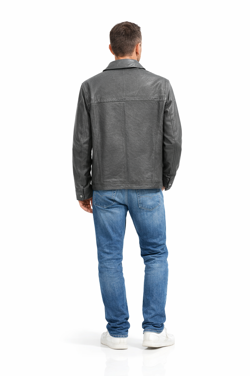 Veste en cuir veritable Noir par Plongé