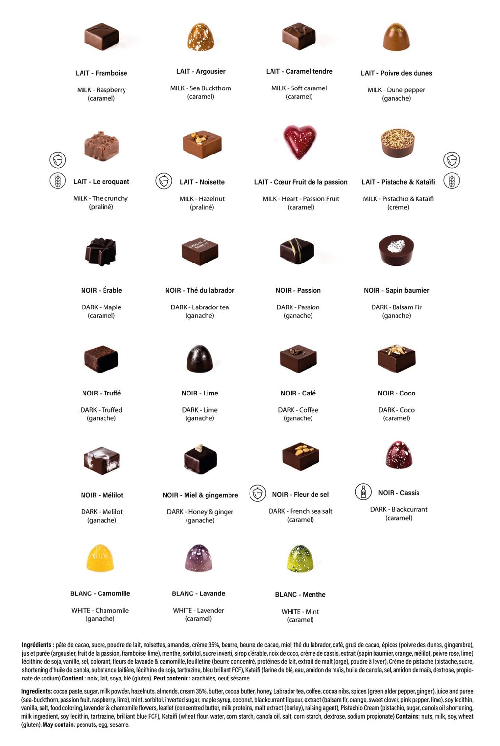 Boîte de chocolats assortis