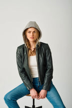 MANTEAU CUIR FEMME - ALLICE RF - Dark Forest