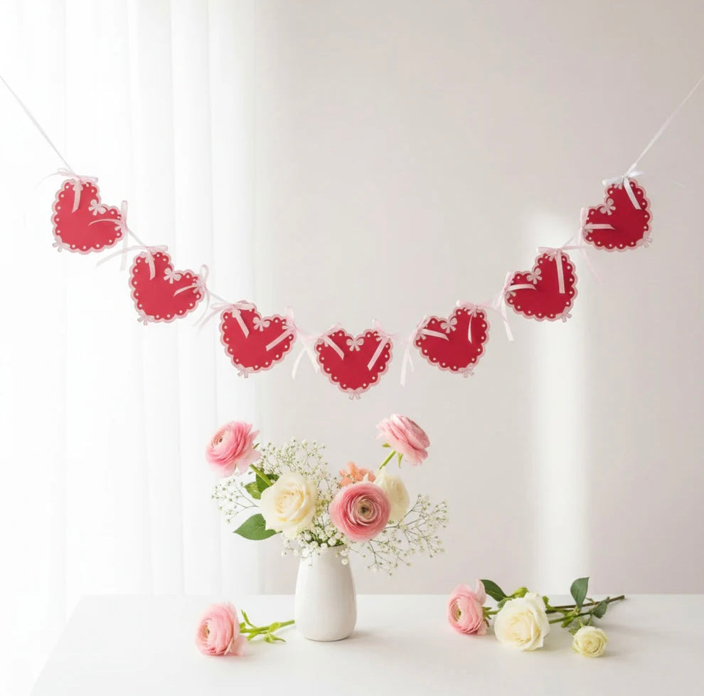 Bannière Coquette pour la Saint-Valentin : cœurs et nœuds
