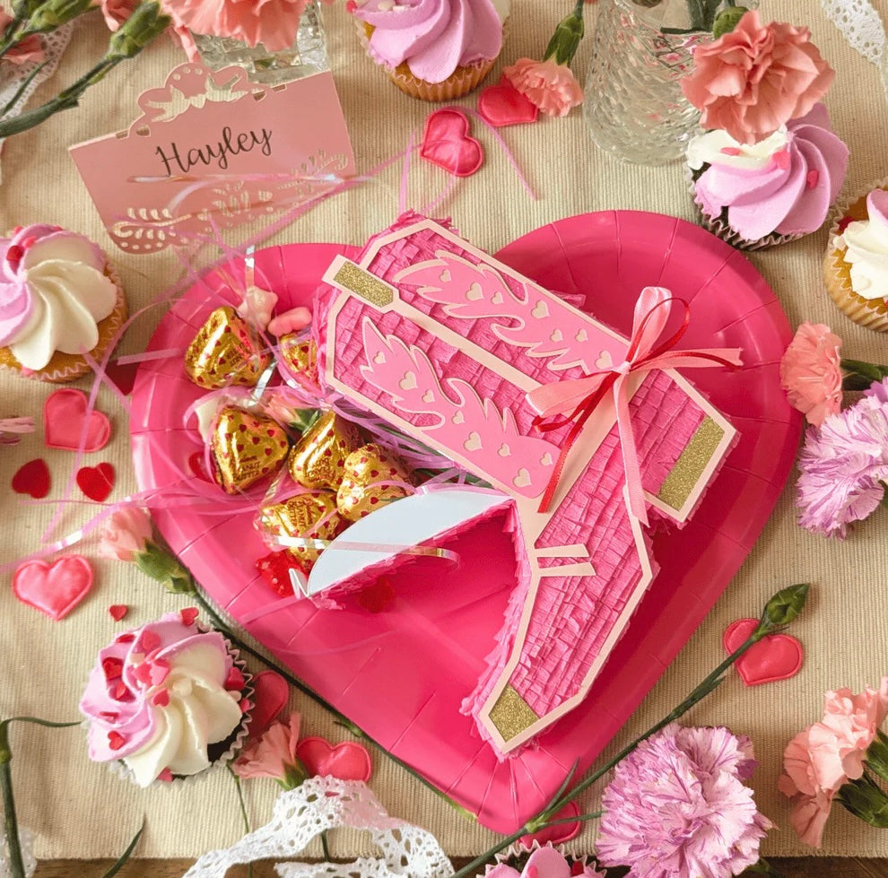 Coffret cadeau bottes de cowboy roses pour la Saint-Valentin