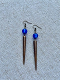 Boucles d'oreilles bleu cobalt et laiton par lalouve