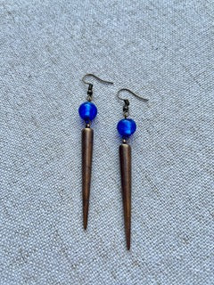 Boucles d'oreilles bleu cobalt et laiton par lalouve