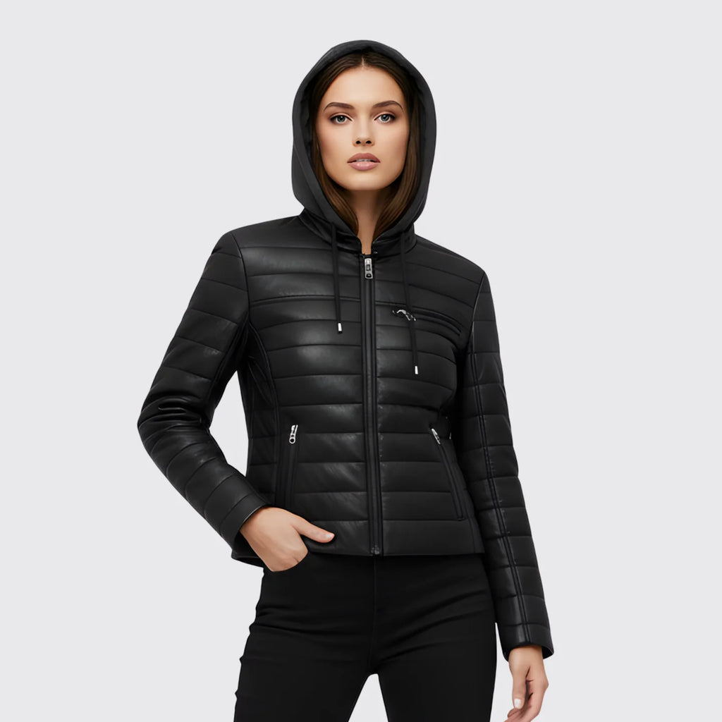 Veste en cuir matelassée Tina