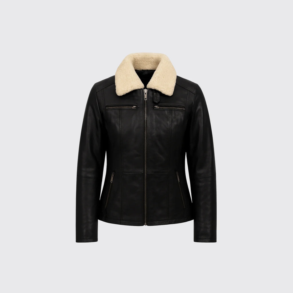 Veste en cuir mi-longue Emma