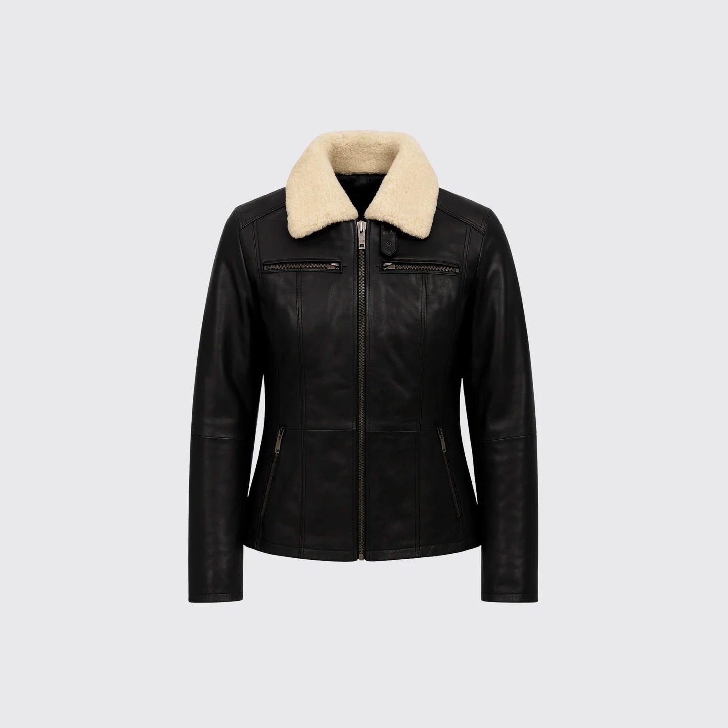 Veste en cuir mi-longue Emma