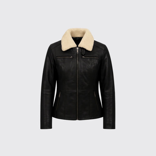 Veste en cuir mi-longue Emma