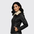 Veste en cuir mi-longue Emma