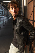 MANTEAU CUIR HOMME - JON - Black