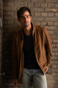 MANTEAU CUIR HOMME - MELOW - Whisky
