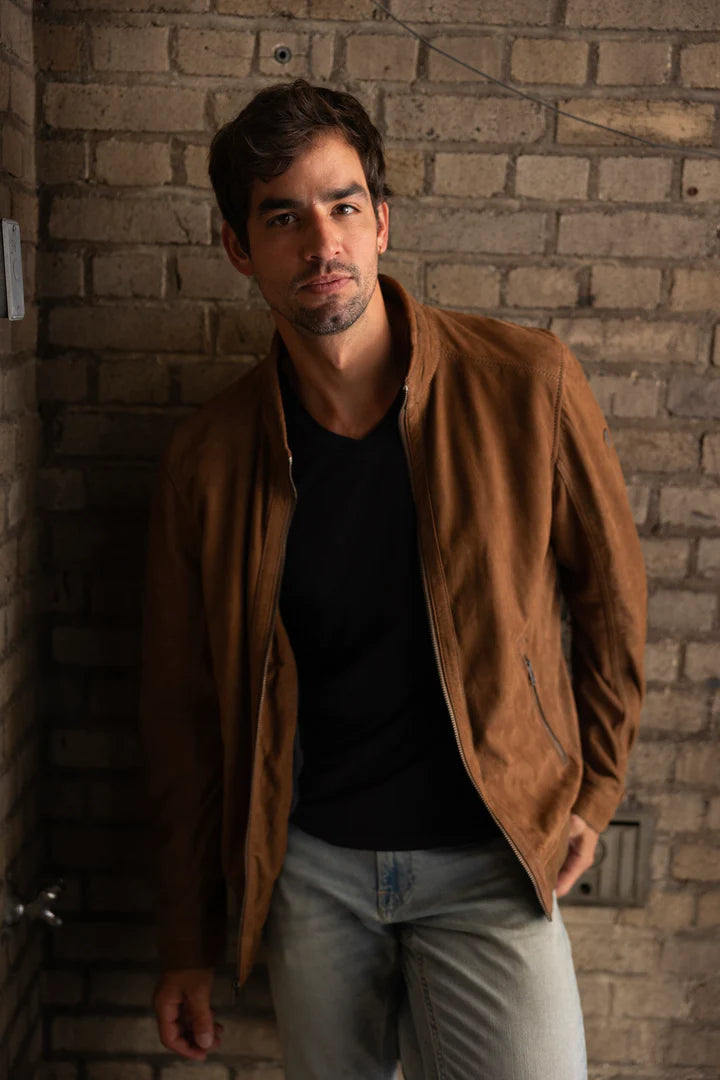 MANTEAU CUIR HOMME - MELOW - Whisky