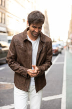 MANTEAU CUIR HOMME - WOODLY - Brown