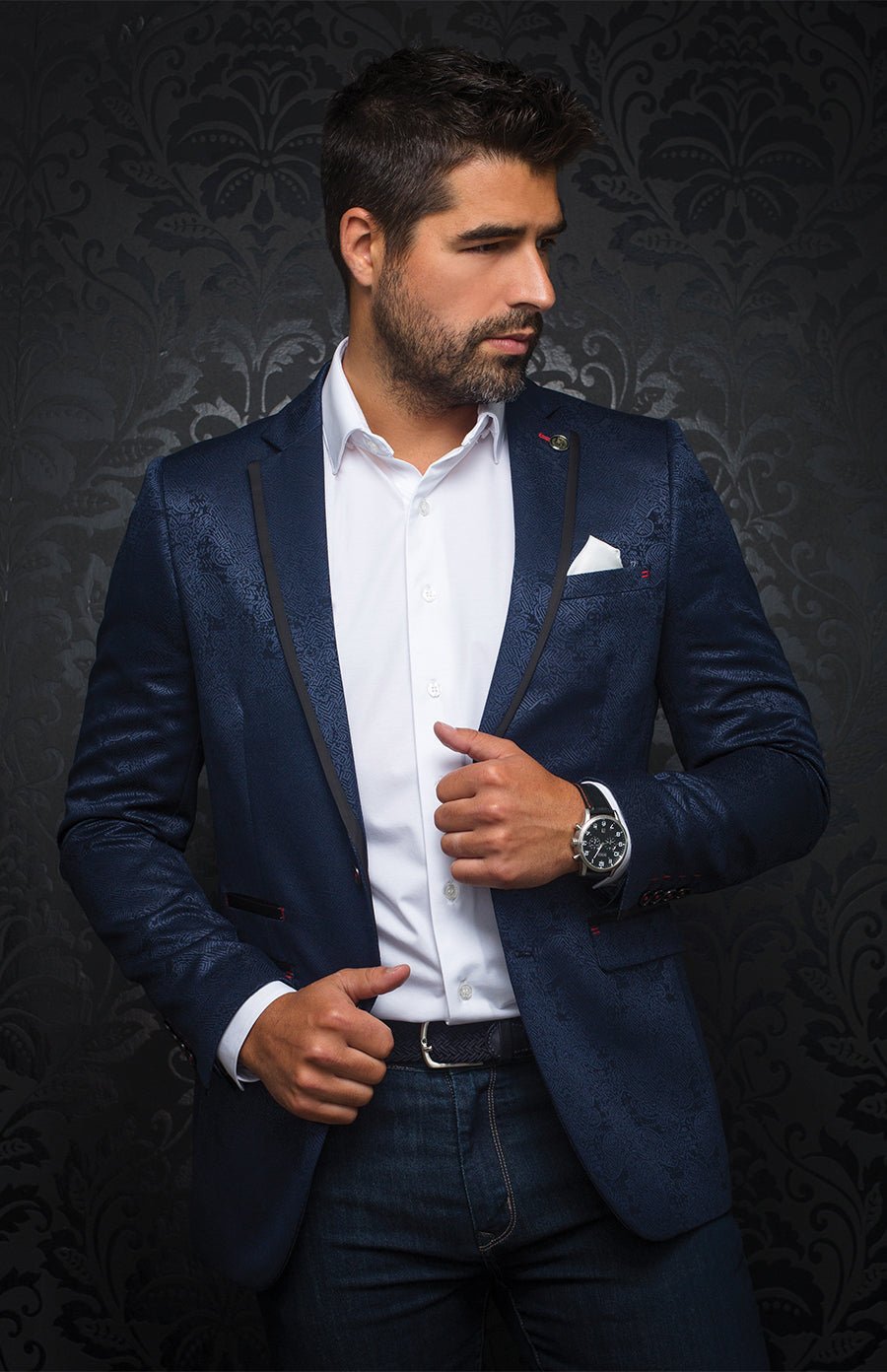 Veston | WILLIAM jacquard, navy