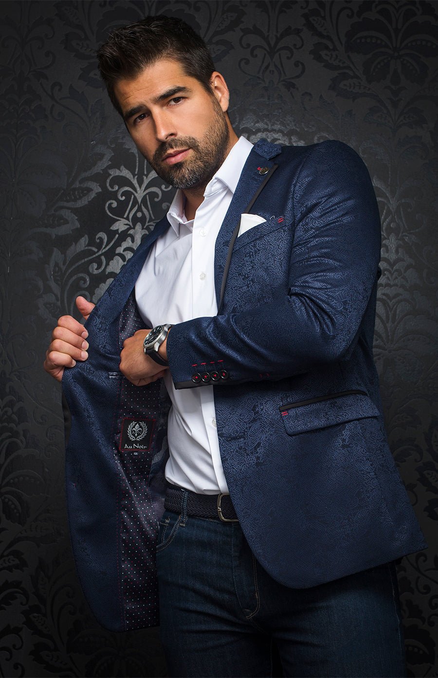 Veston | WILLIAM jacquard, navy