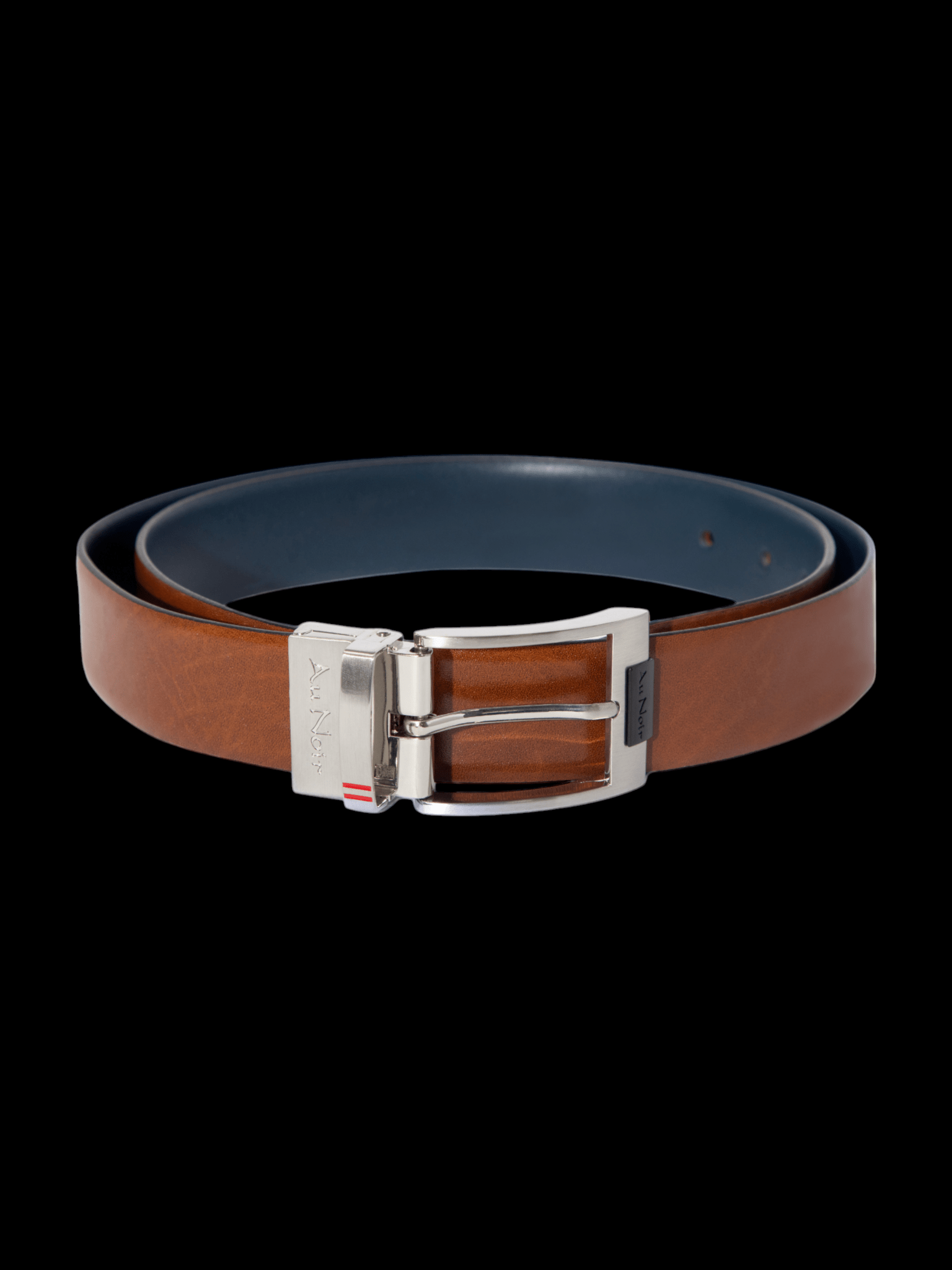CEINTURE RÉVERSIBLE | DESOTO BRUSHED NICKLE, tan-navy
