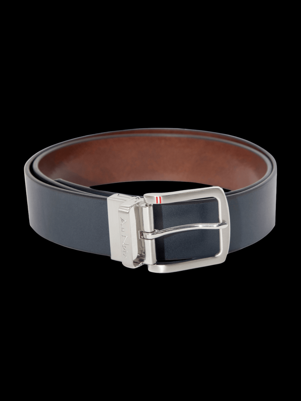CEINTURE RÉVERSIBLE | STRAUSS BRUSHED NICKLE, tan-navy