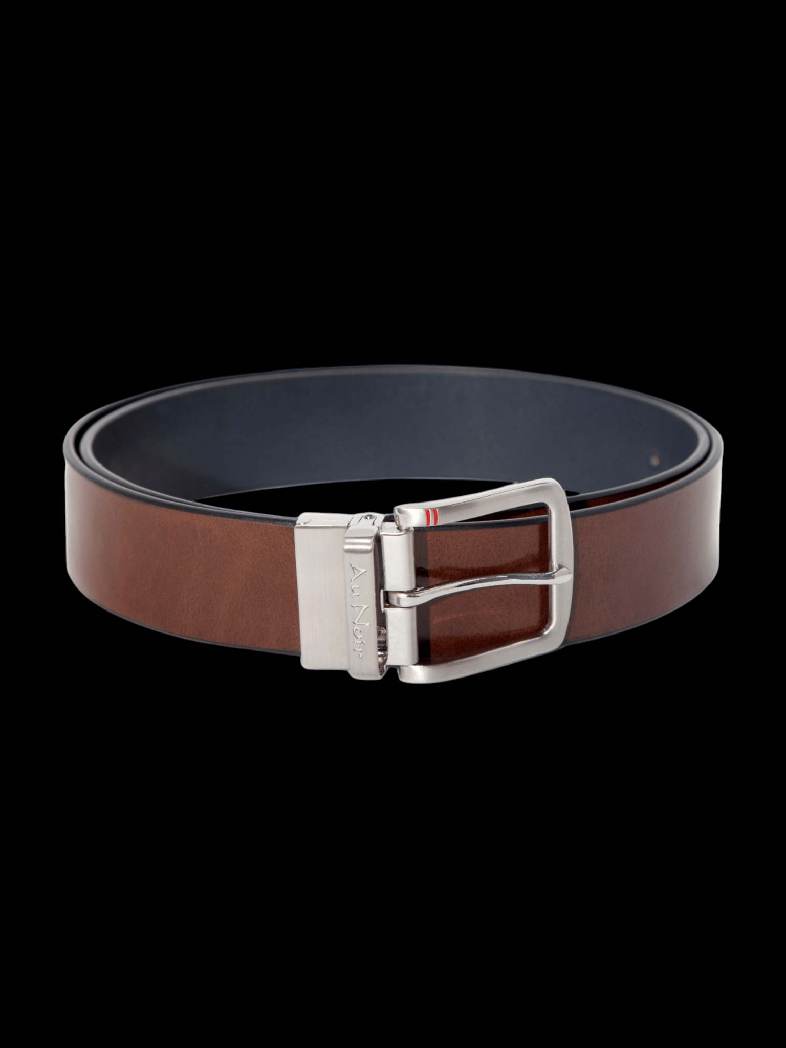 CEINTURE RÉVERSIBLE | STRAUSS BRUSHED NICKLE, tan-navy