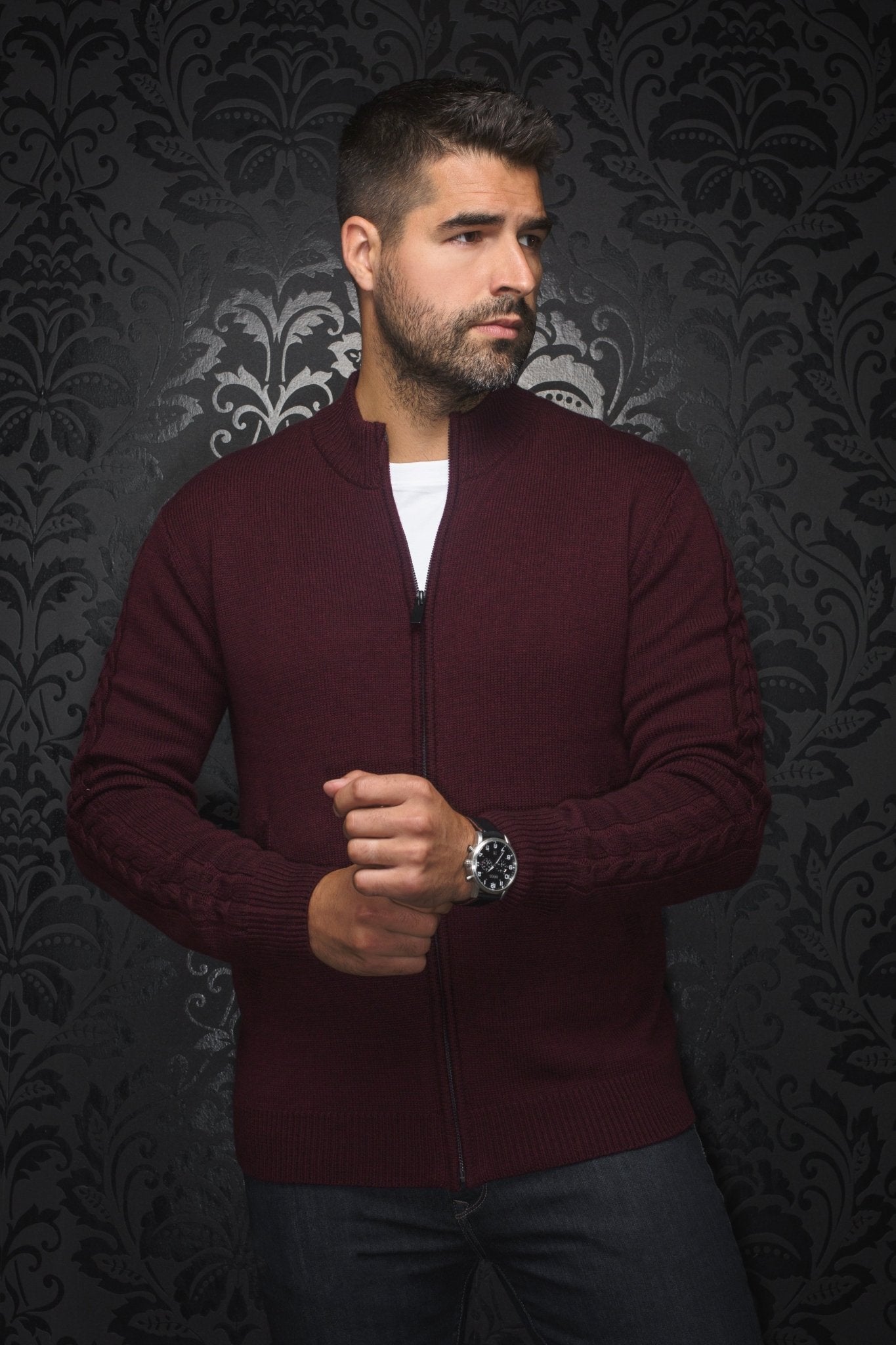 CHANDAIL EN LAINE MÉRINOS |  ESTEBAN, burgundy