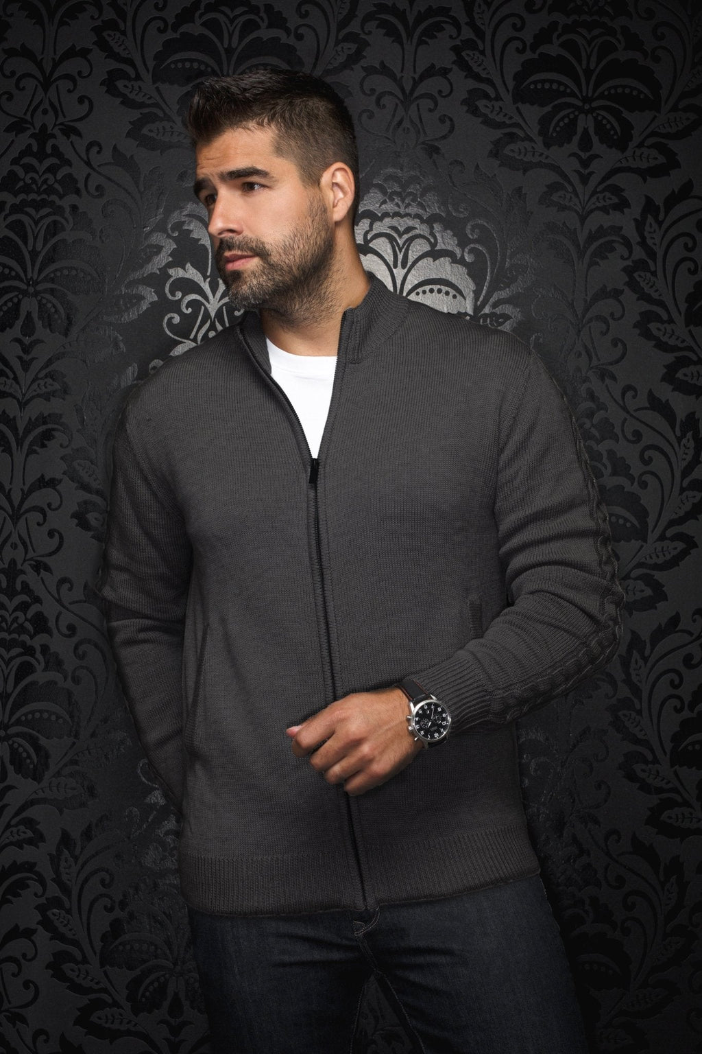 CHANDAIL EN LAINE MÉRINOS |  ESTEBAN, charcoal