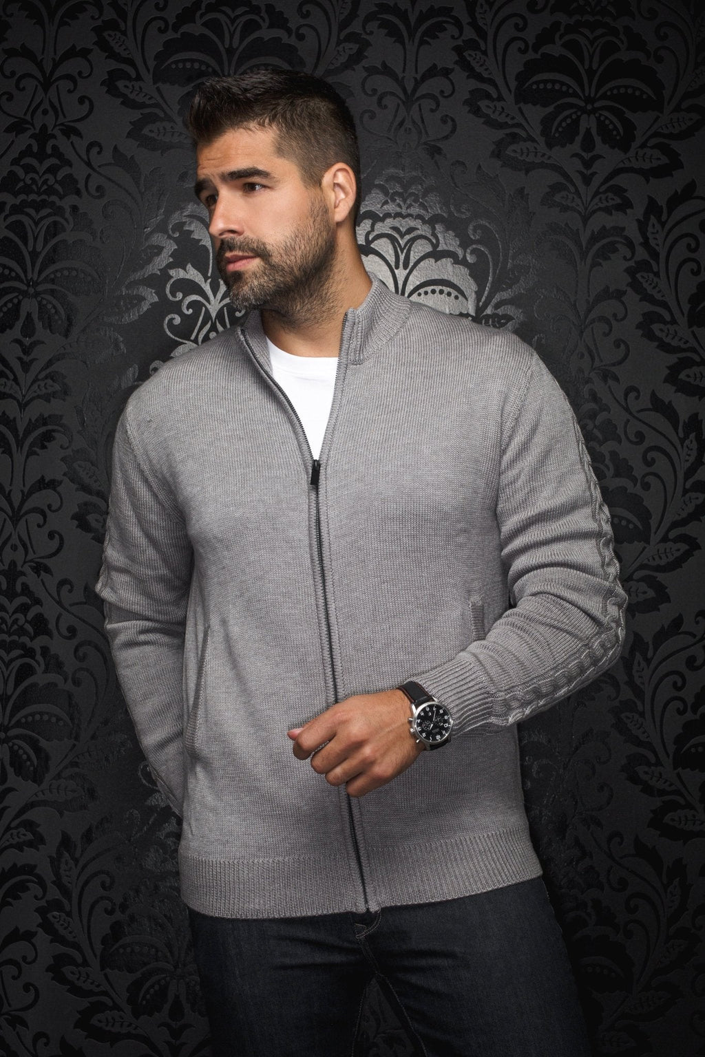 CHANDAIL EN LAINE MÉRINOS |  ESTEBAN, med grey