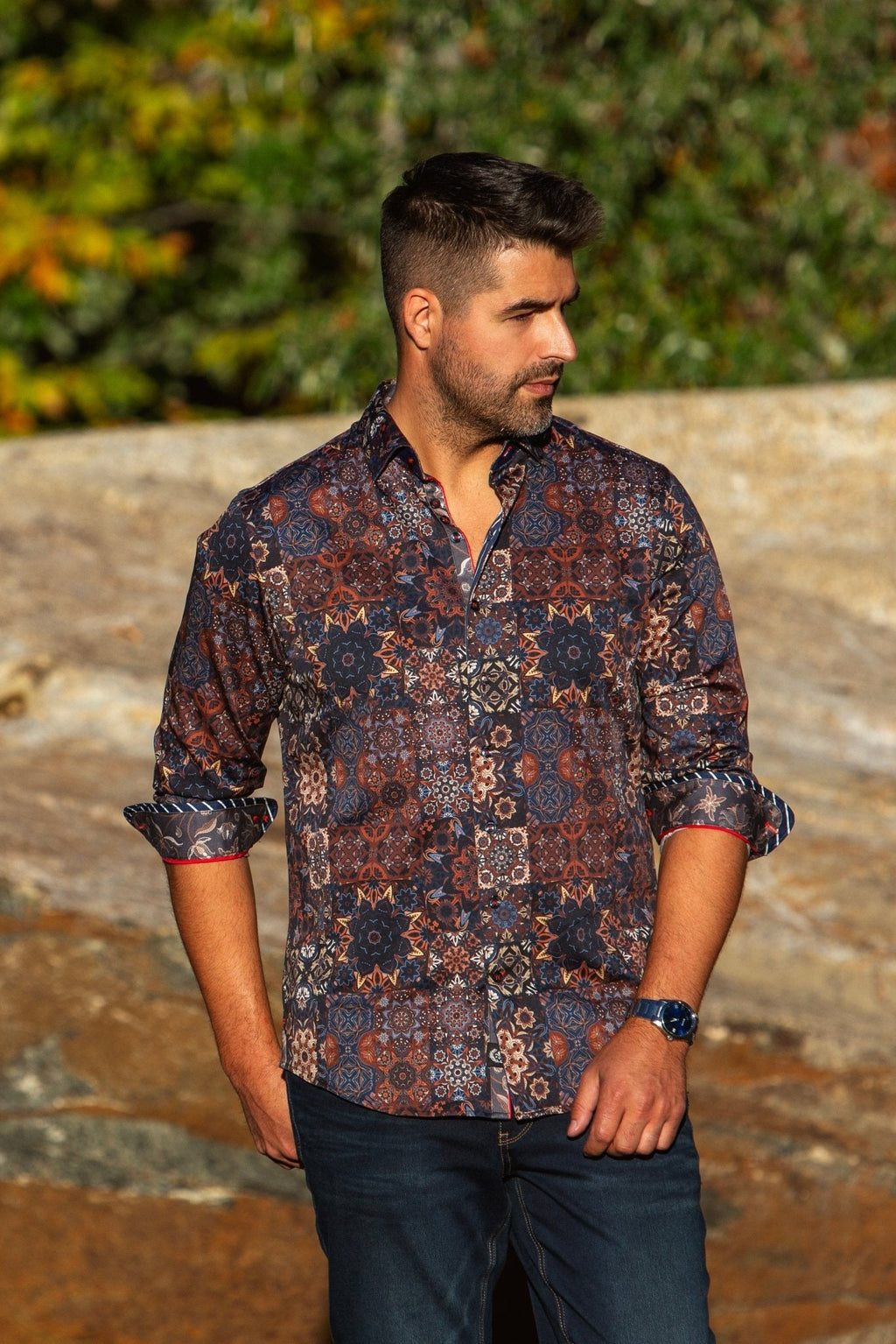 CHEMISE | CLOVIS, Navy Rust