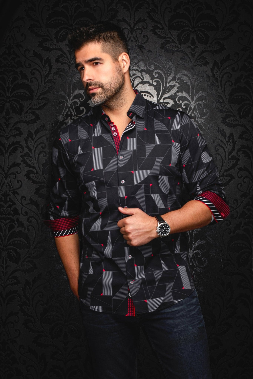 CHEMISE | FRANK, Black Red
