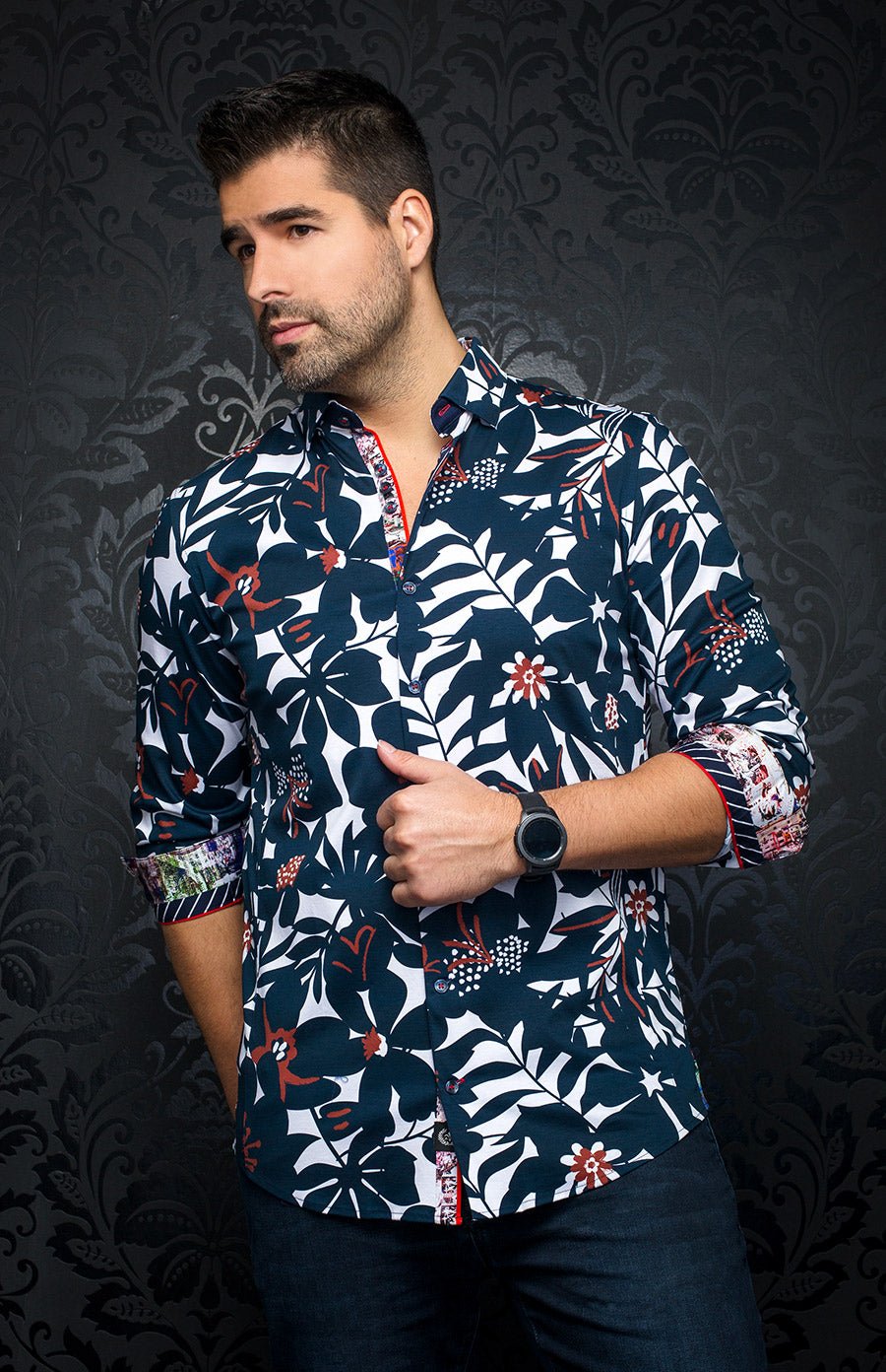 Chemise - VERSO, Navy Tobacco