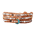 Cultured Pearl Leather Wrap Bracelet With Blue Moon - La Braderie de Mode Québécoise en Ligne