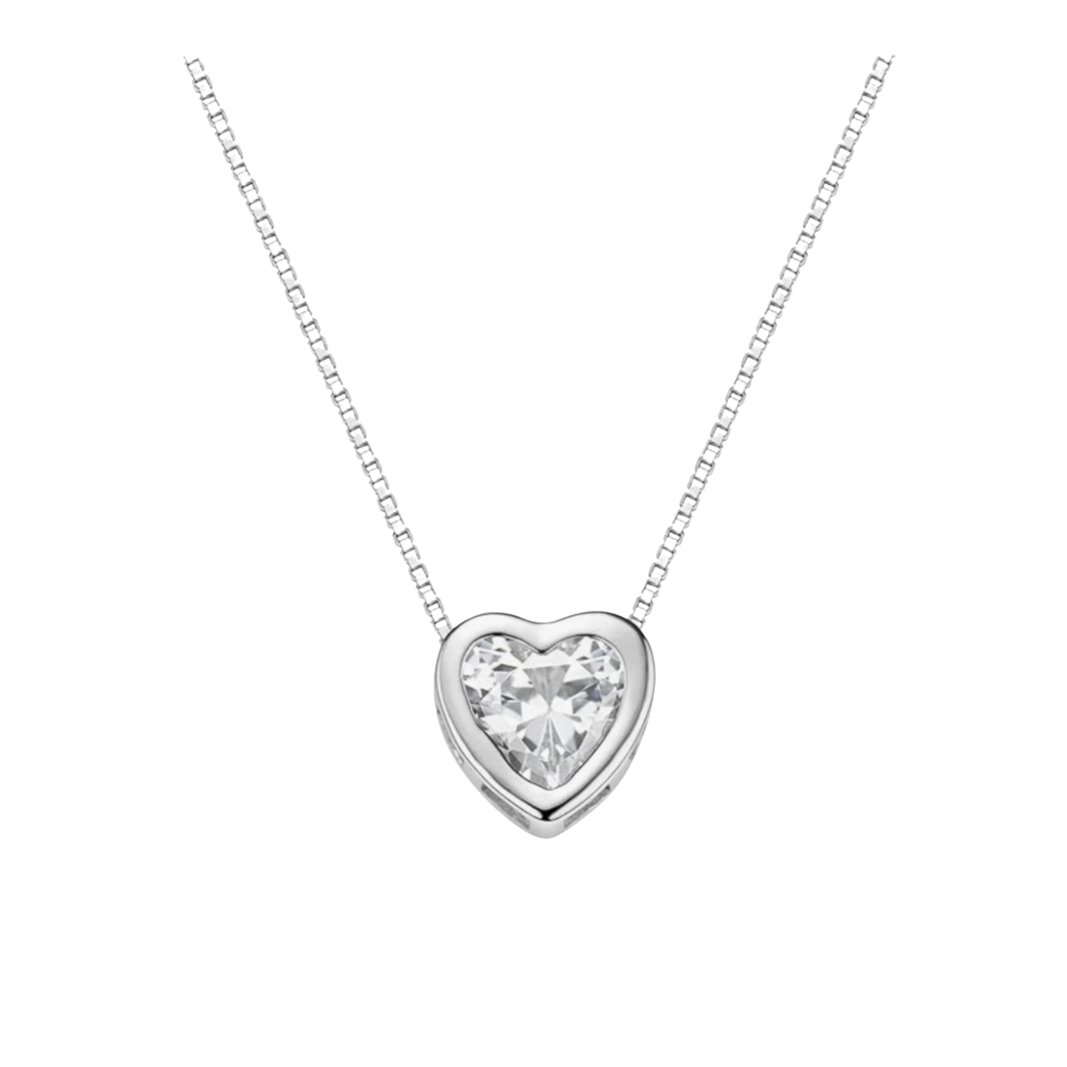 Heart Solitaire Necklace – Stainless Steel with Sparkling CZ Pendant - La Braderie de Mode Québécoise en Ligne