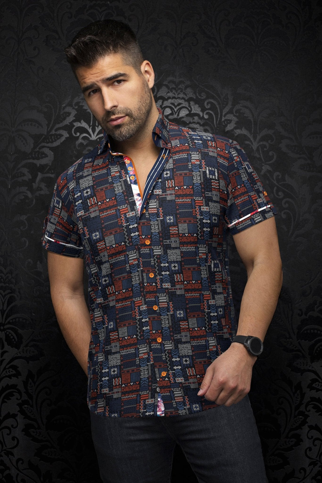 MANCHES COURTES EXTENSIBLE | FINLAY, Navy Orange