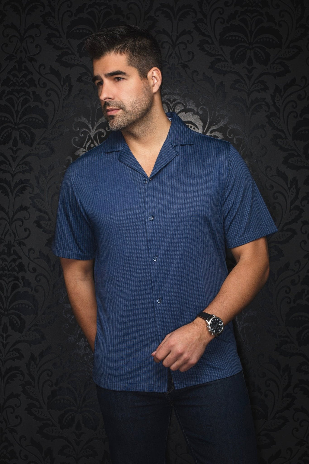 Manches Courtes Flat Collar | WAIKIKI, Blue