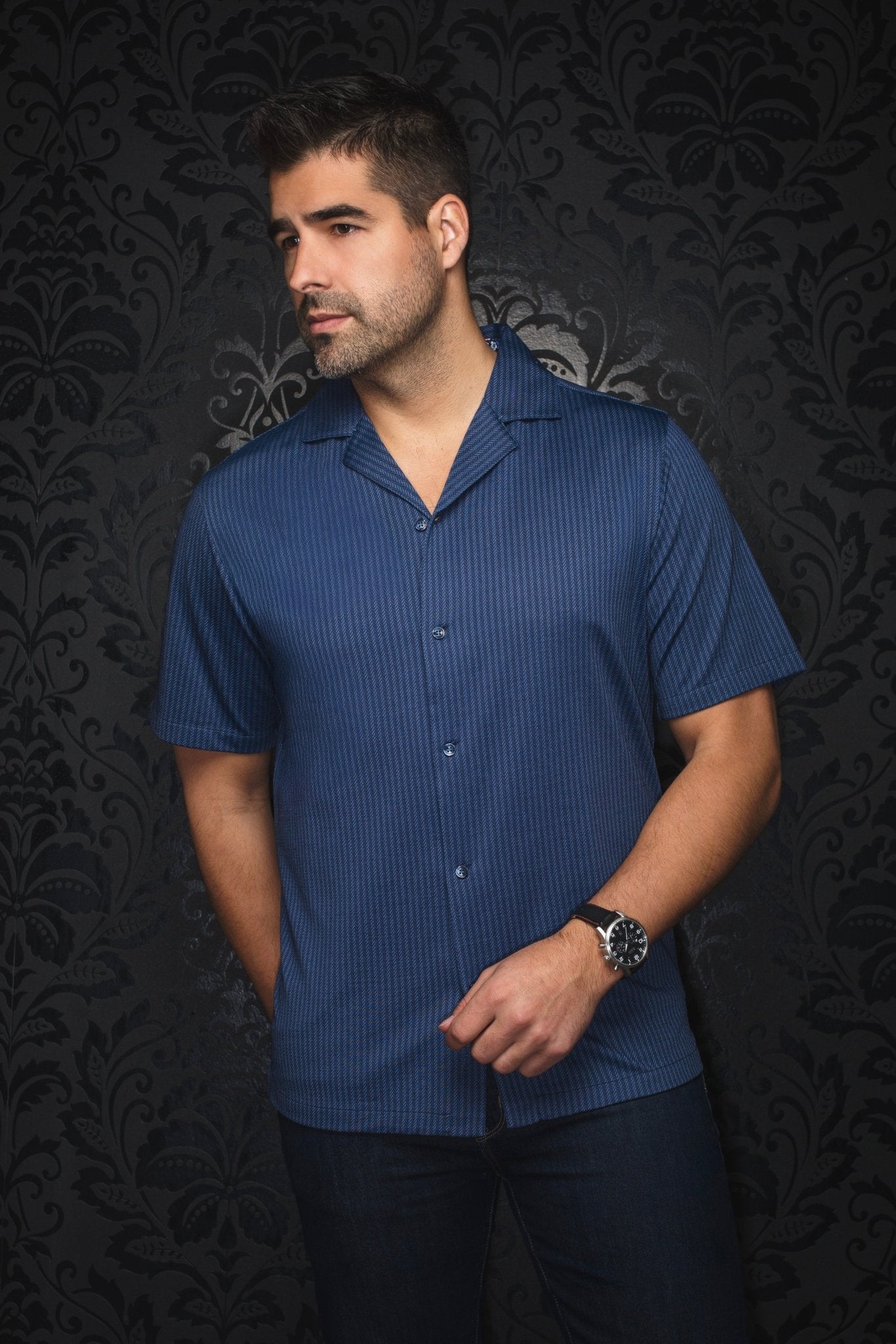 Manches Courtes Flat Collar | WAIKIKI, Blue