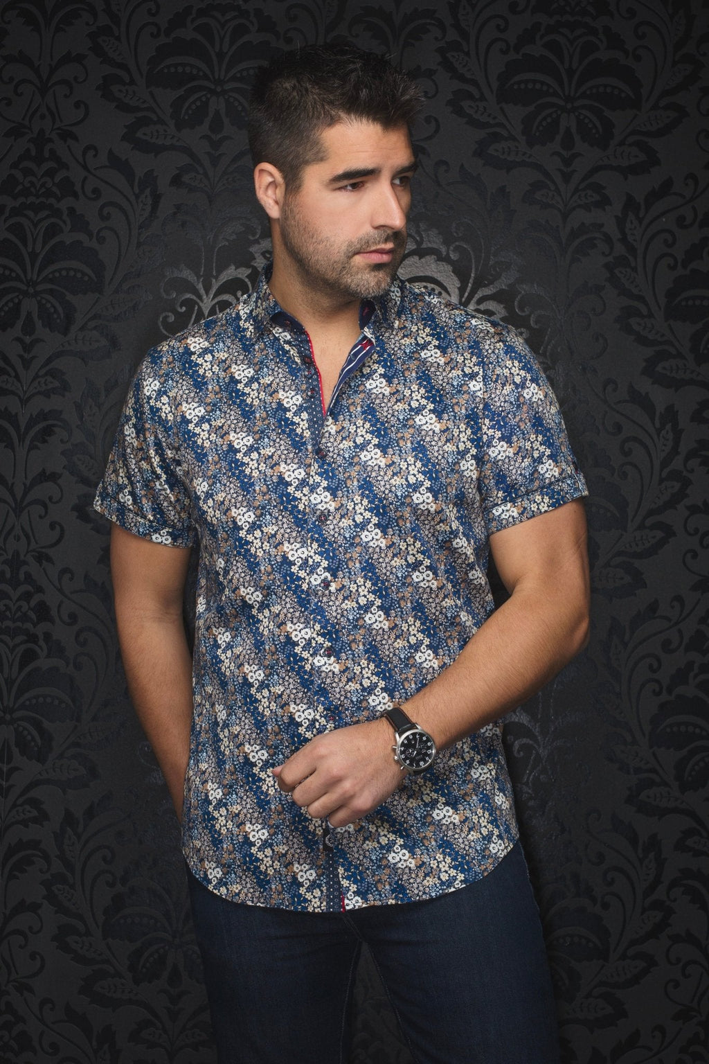 Manches Courtes | MORRIS, Navy Tobacco
