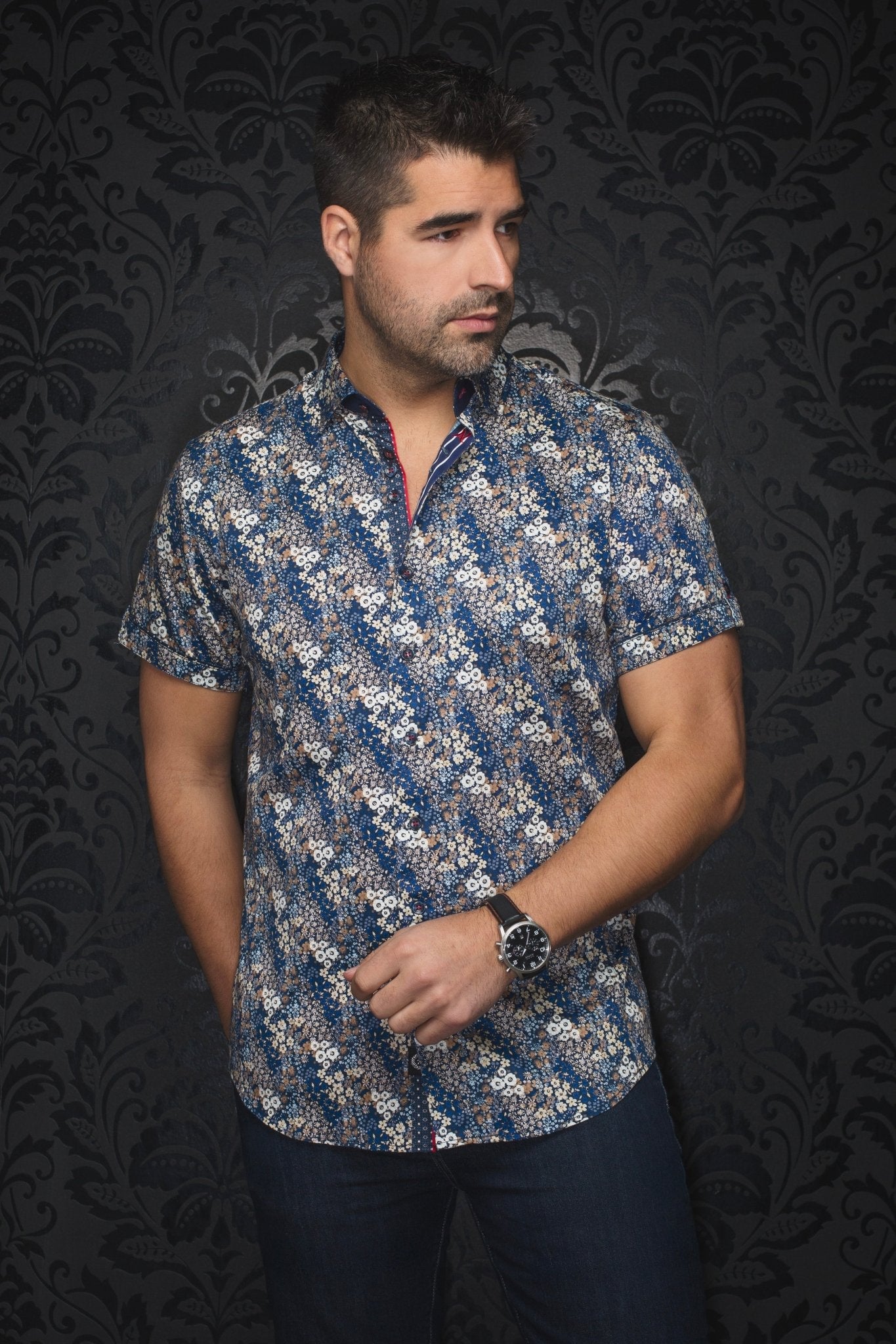 Manches Courtes | MORRIS, Navy Tobacco