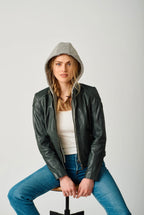 MANTEAU CUIR FEMME - ALLICE RF - Dark Forest - La Braderie de Mode Québécoise en Ligne