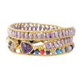 Mixed Jasper And Amethyst Stone Leather Wrap Bracelet - La Braderie de Mode Québécoise en Ligne