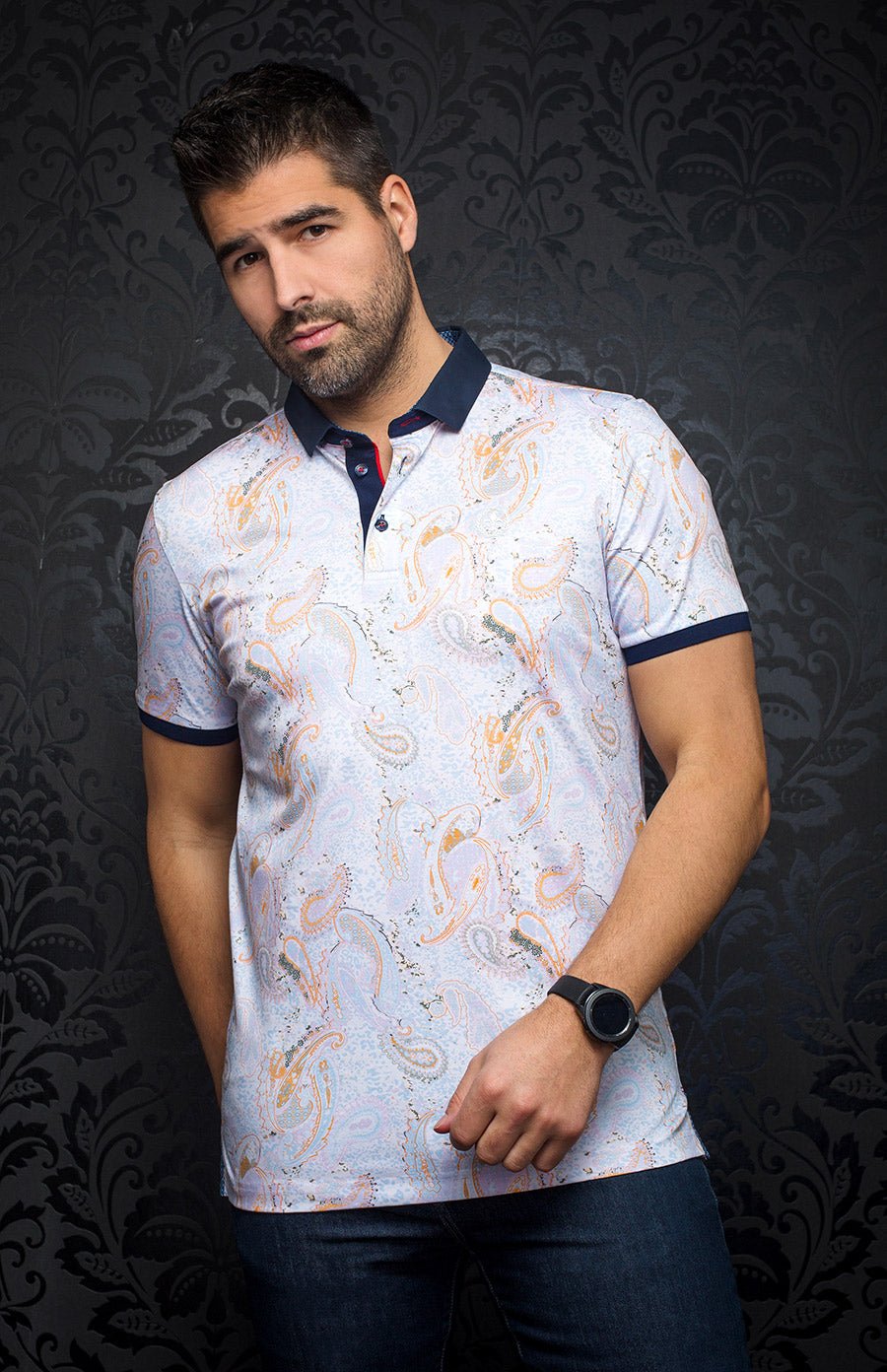 Polo - RIBERA, white orange