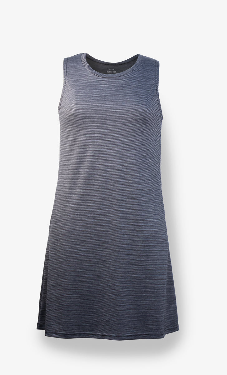 Robe Mérinos Rayé Noir Gris - Sahara