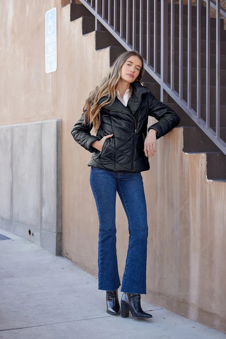 MANTEAU CUIR FEMME - ROMEA - Navy