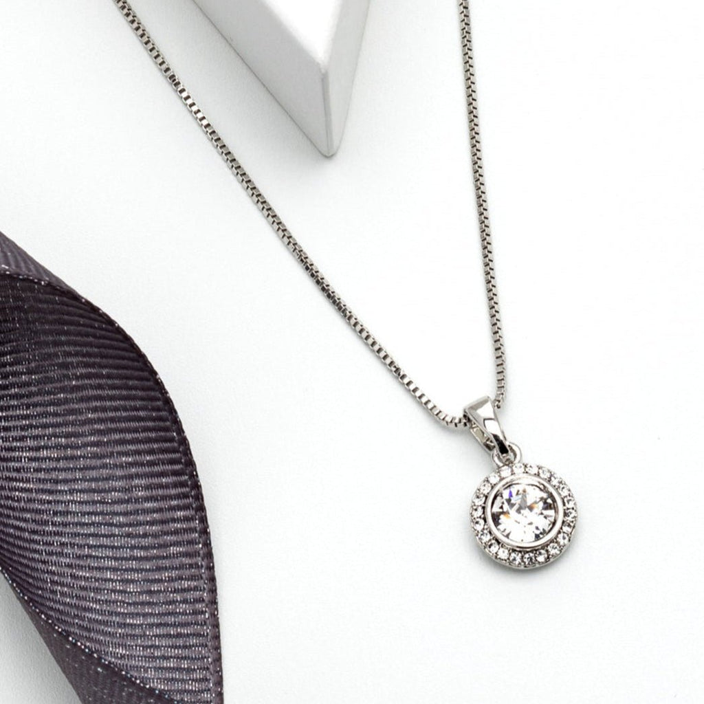 Silver Halo Necklace – Stainless Steel with Swarovski Crystals, Gift - Ready - La Braderie de Mode Québécoise en Ligne