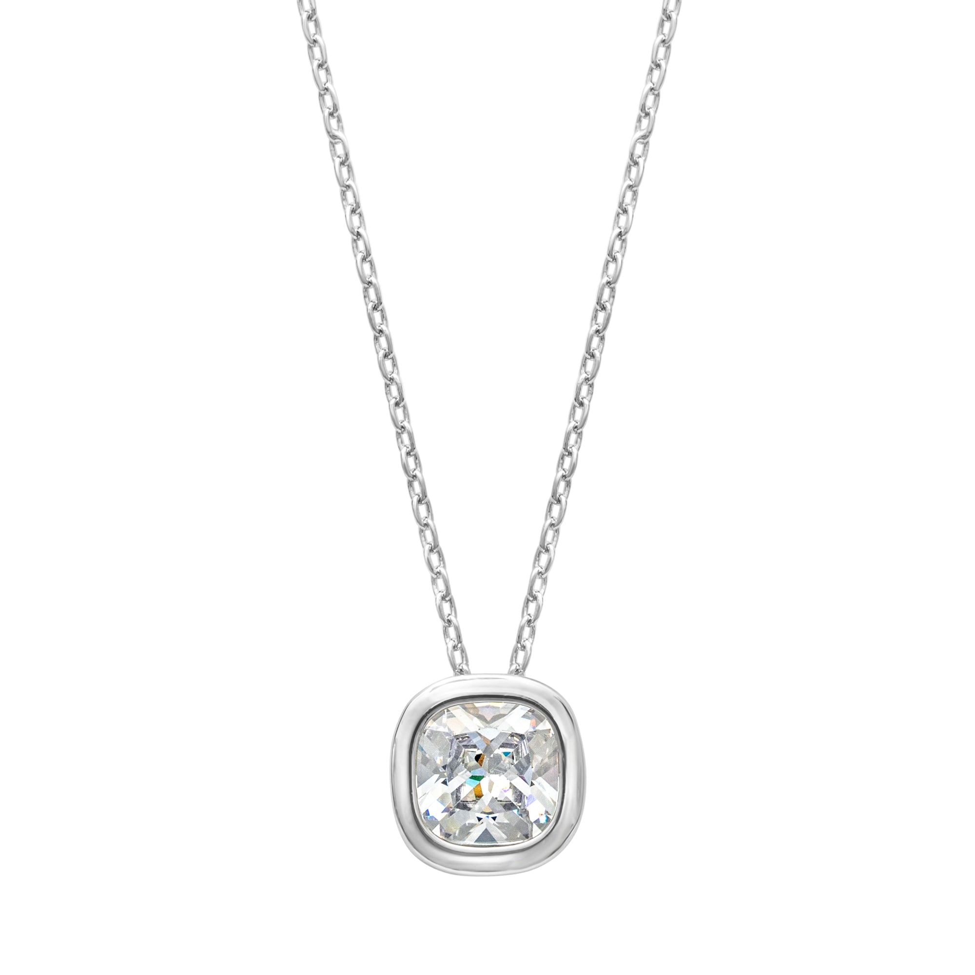 Solitaire Necklace – Stainless Steel with Sparkling CZ Pendant - La Braderie de Mode Québécoise en Ligne