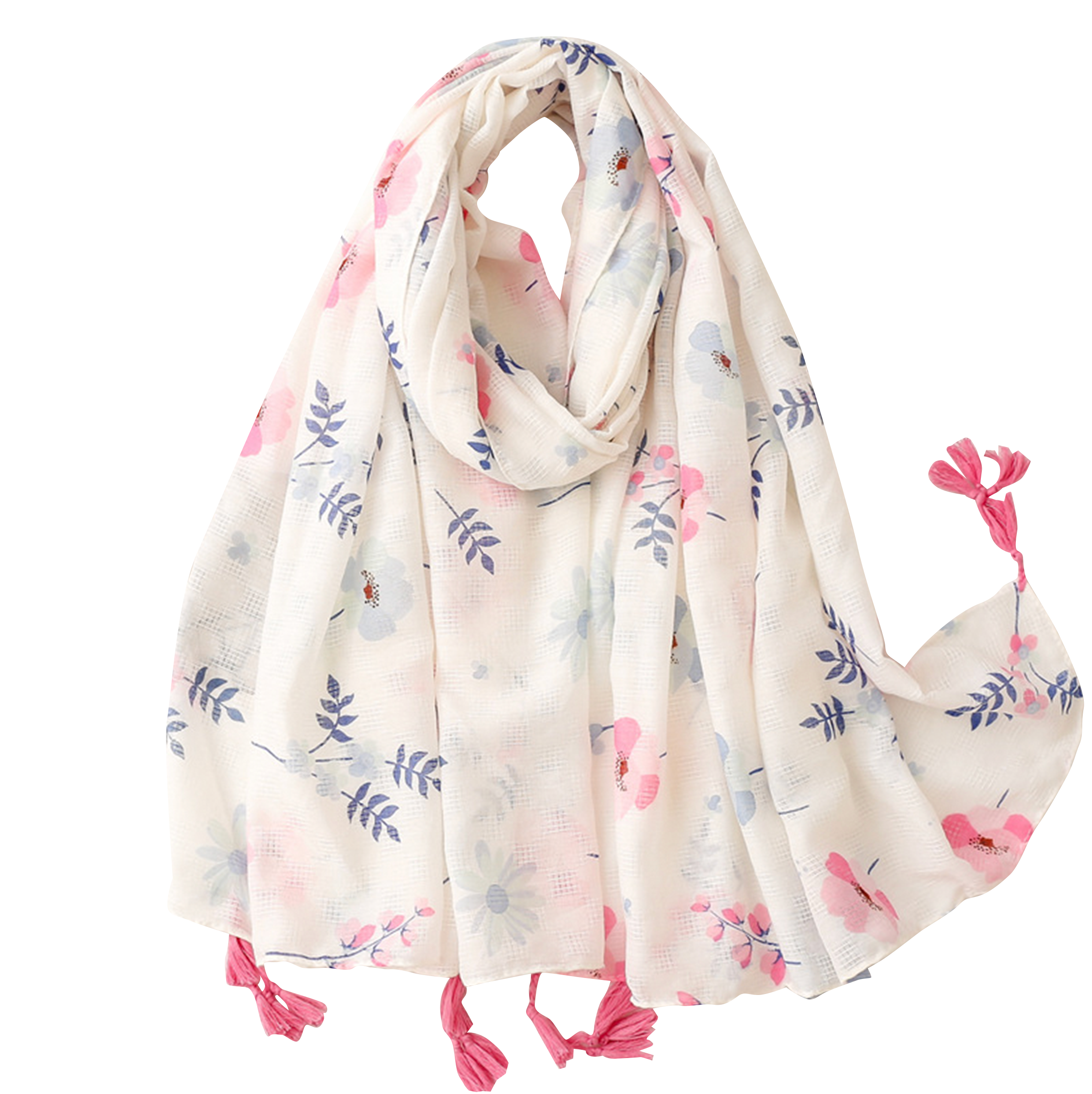 Light Pink Blue Leaf Scarf
