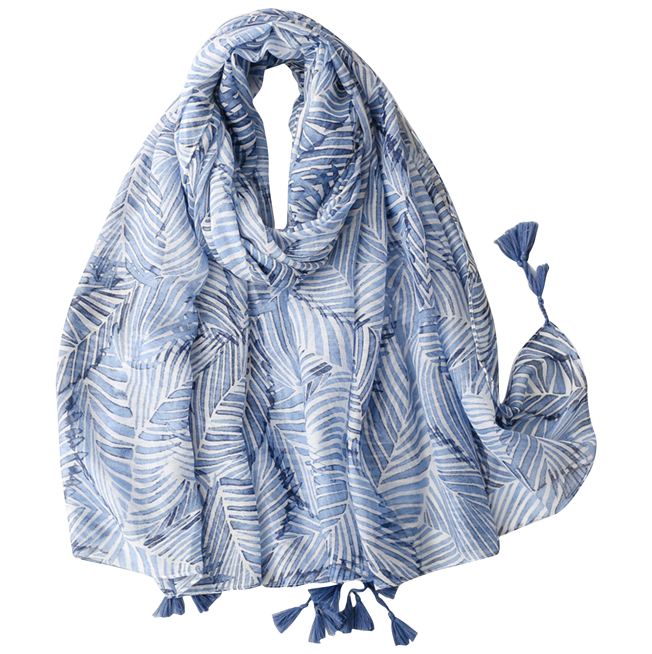 Muted Blue Multi Leaf Scarf